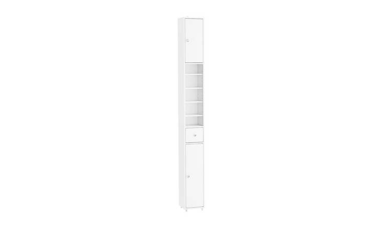 SoBuy 6 Adjustable Shelf Tall Slim Bathroom Storage Cabinet - White