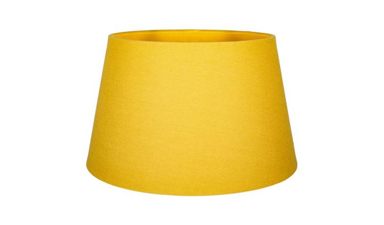 Happy Homewares Mustard Ochre Linen Fabric Drum Lampshade - 30cm