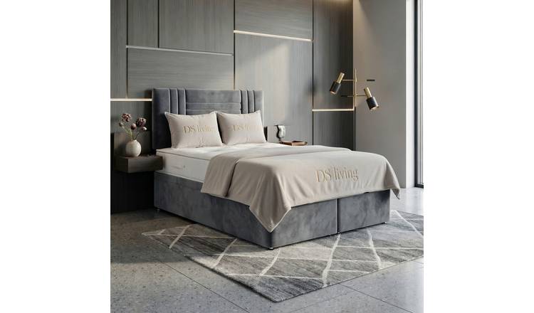 DS Living Orion King Size Upholstered Ottoman Bed Frame - Silver