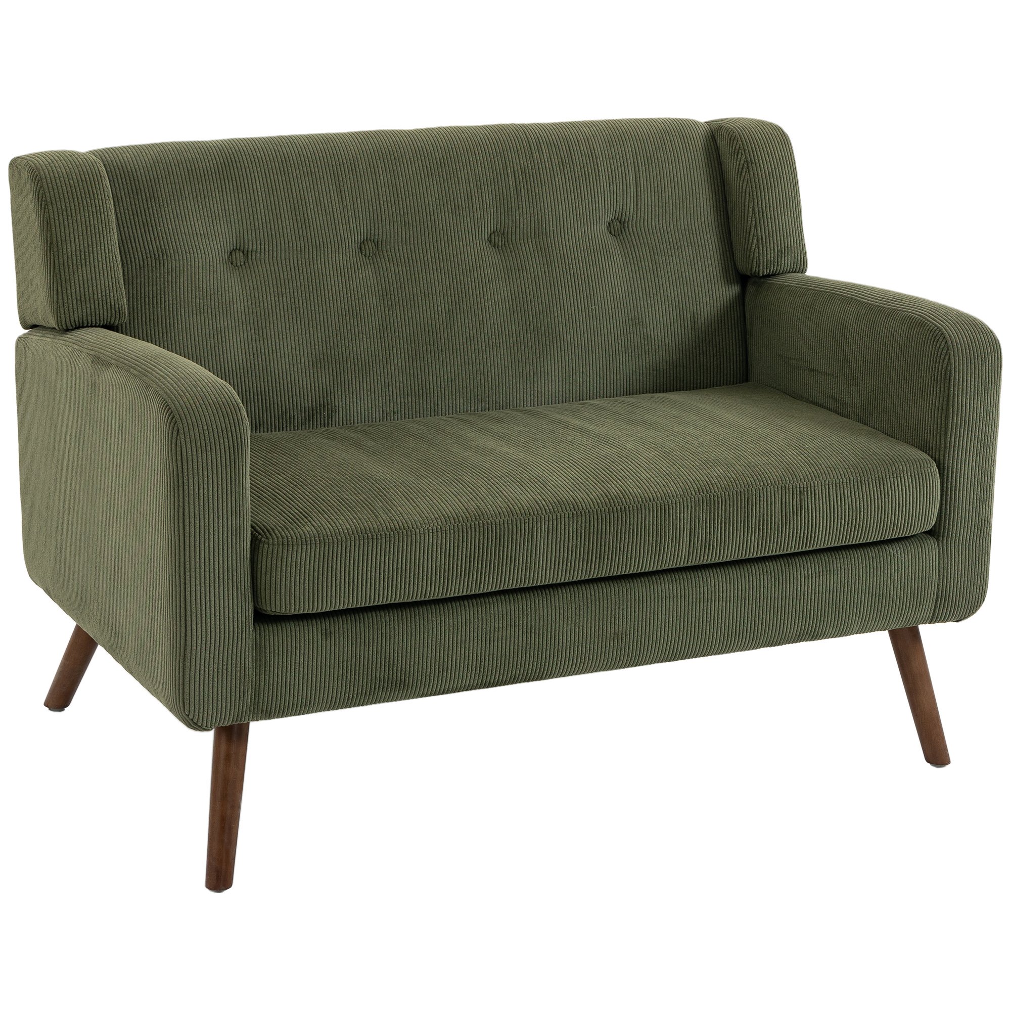 HOMCOM 2 Seater Compact Tufted Loveseat Sofa - Dark Green - Image 1