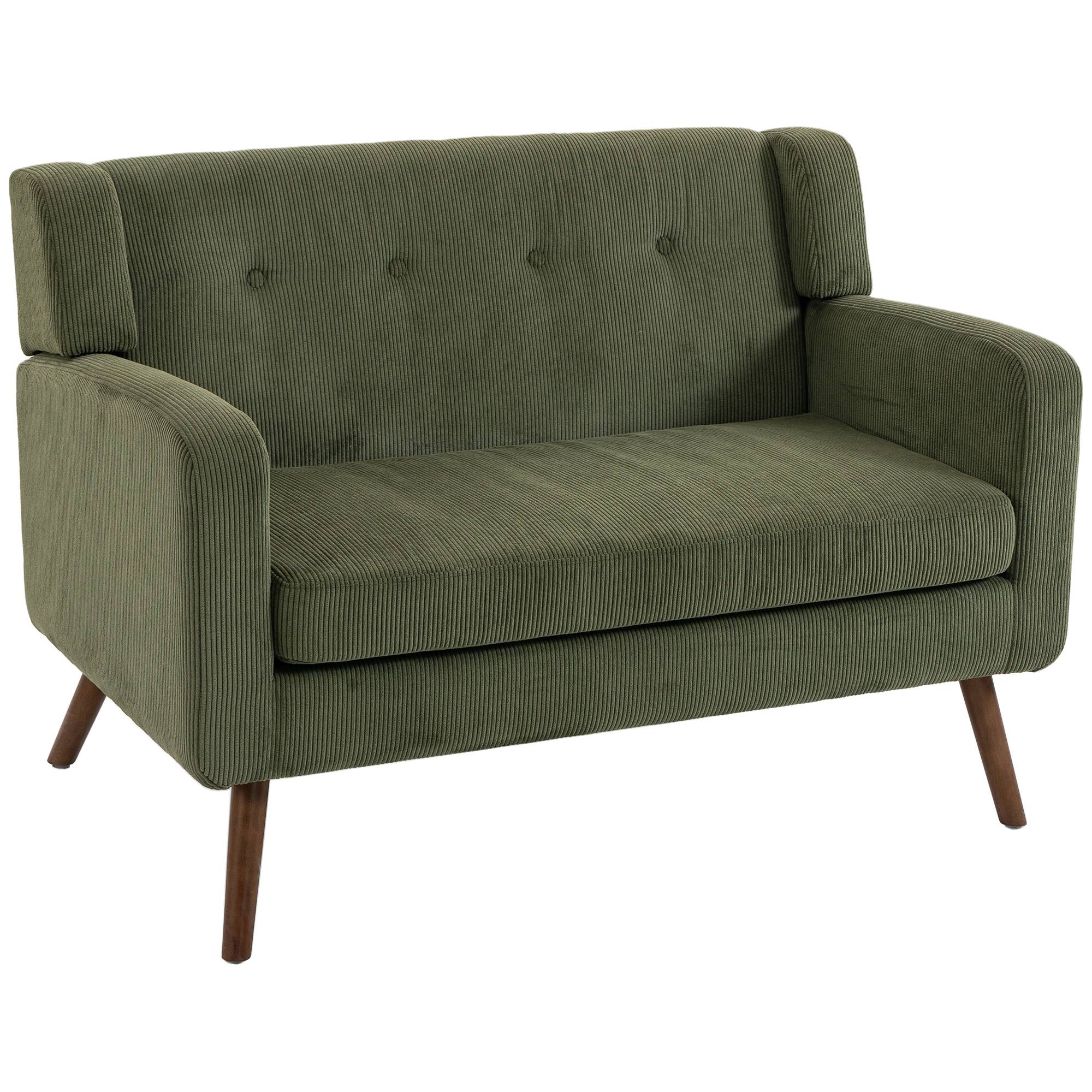 HOMCOM 2 Seater Compact Tufted Loveseat Sofa - Dark Green - Image 1