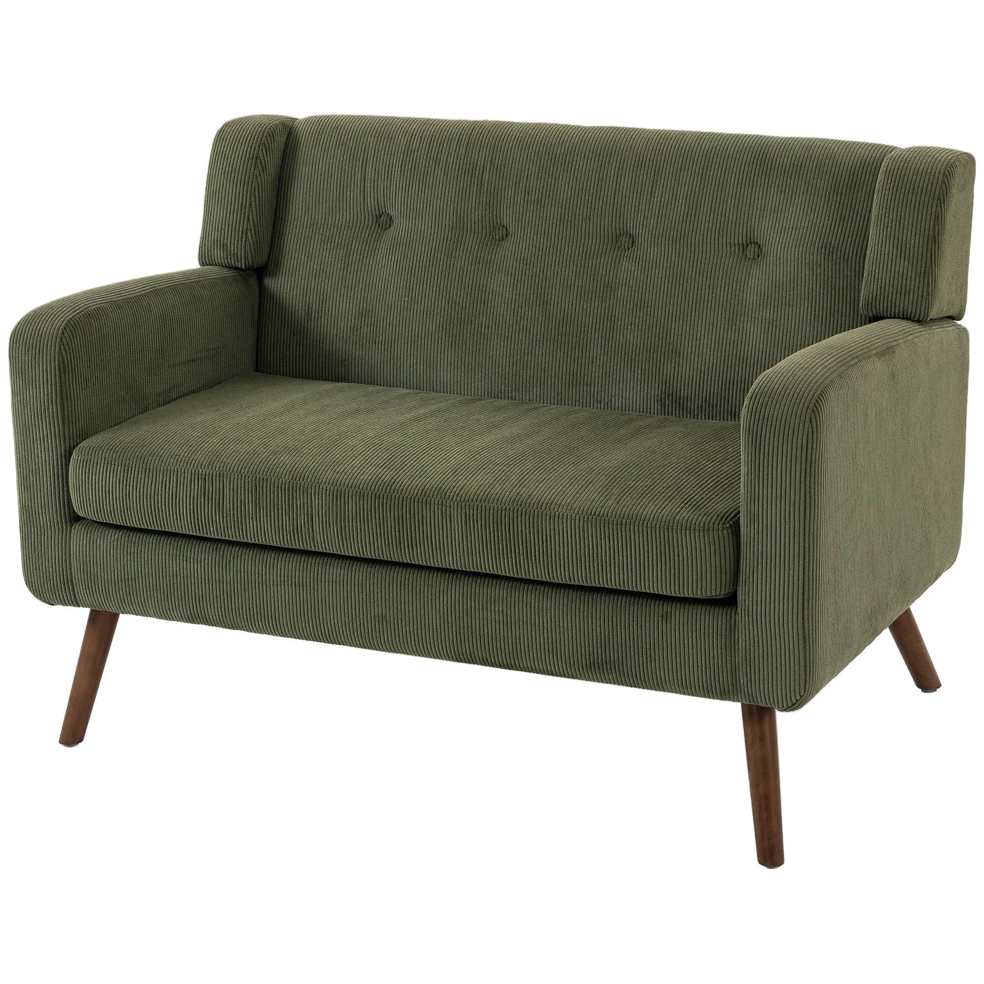 HOMCOM 2 Seater Compact Tufted Loveseat Sofa - Dark Green - Image 2