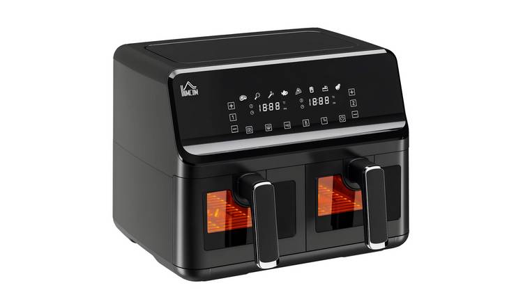 HOMCOM 8L 8 in 1 Dual Basket Air Fryer Oven with Digital Display - Sliver