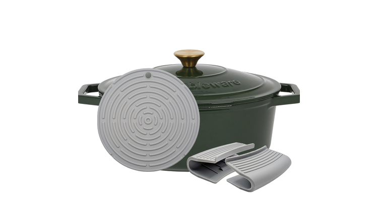 Argon Tableware Oval Cast Iron Casserole Dish - Slate Grey