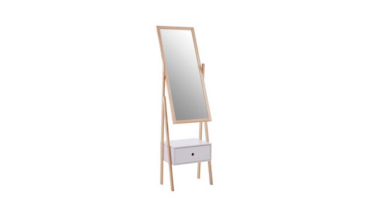 Orsina Rostok Single Drawer Floor Mirror - White