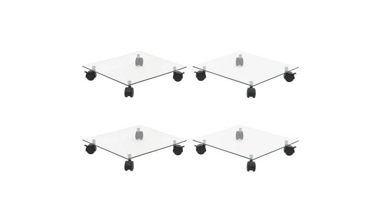 Walplus Pack of 4 Square Tempered Glass Plant Rollers - 35 x 35 cm