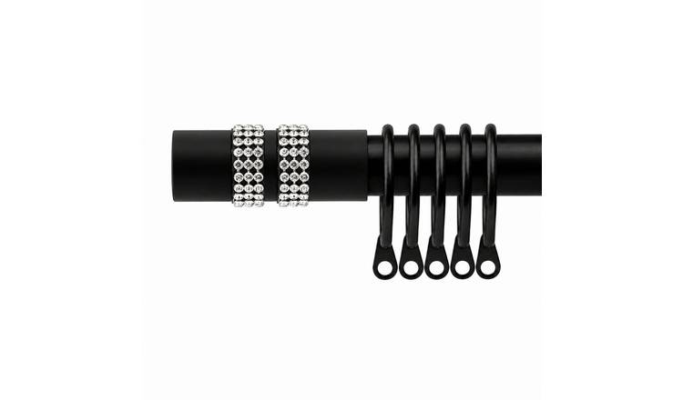 New Edge Blinds 16-19mm Black Sparkle Extendable Curtain Pole - 120cm - 210cm