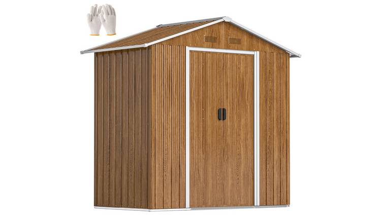 Outsunny Metal Garden Shed with Double Sliding Doors and 4 Vents - Dark Brown