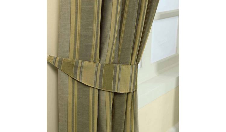 Homescapes Pack of 2 Modern Stripe Jacquard Curtain Tie Backs – Gold