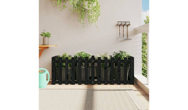 Walplus Wood Raised Garden Bed - Black - 150 x 50 x 50 cm