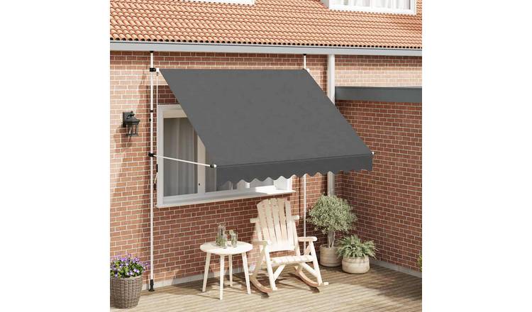 Walplus Manual Polyester Retractable Awning - Anthracite - 250 x 120 cm