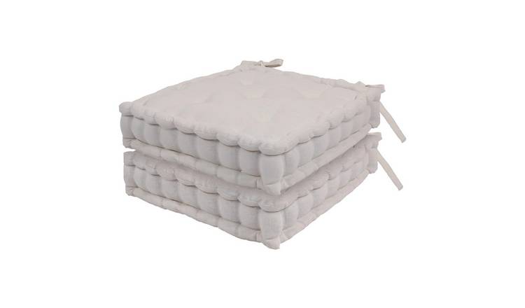 Harbour Housewares Square Seat Pads - 40 x 40cm - Cream - Pack of 2
