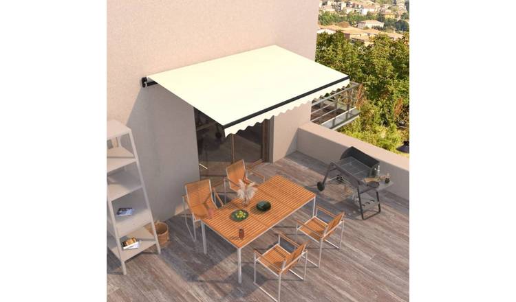 Walplus Manual Polyester Awning - Cream Anthracite Frame - 450x350 cm