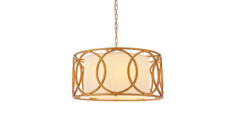 Loops Direct Steel and Fabric Multi Arm Pendant - Brushed Gold