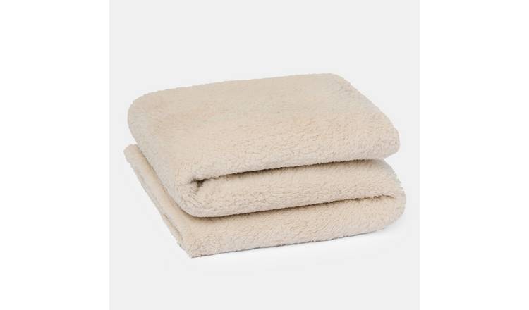 OHS Teddy Fleece Blanket Throw - 150 x 200cm - Natural