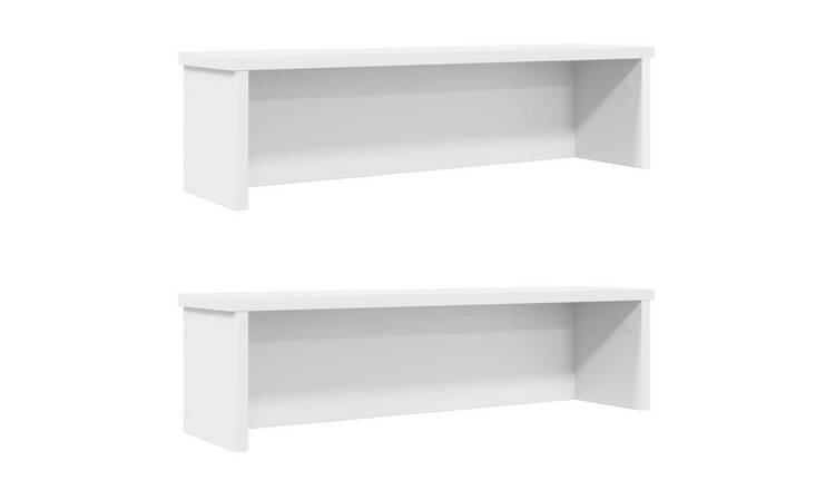 Walplus Pack of 2 Stackable Kitchen Racks - White - 60 x 15 x 16 cm