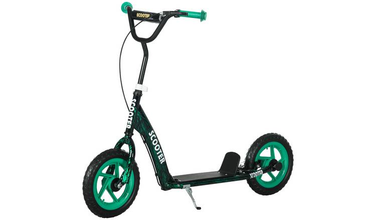 AIYAPLAY 6 to 12 Years Adjustable Big Wheel Rear Brake Kids Scooter – Green