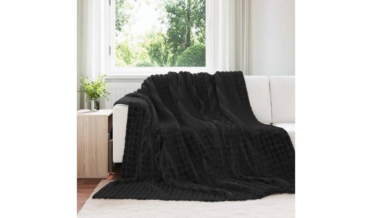 Walplus Fleece Throw Blanket - Black - 270 x 240 cm