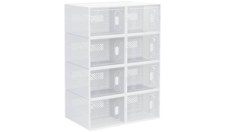 HOMCOM 8PCS Plastic Stackable Shoe Storage Box - Clear