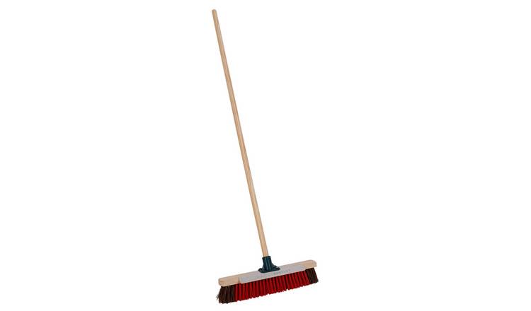 Charles Bentley 16" Outdoor Utility Broom with Scraper - Beige