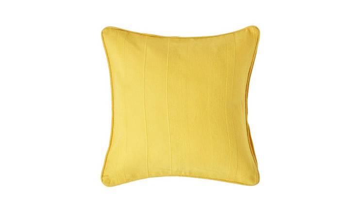 Homescapes Yellow Rajput Cotton Ribbed Cushion Cover - 60 x 60 cm