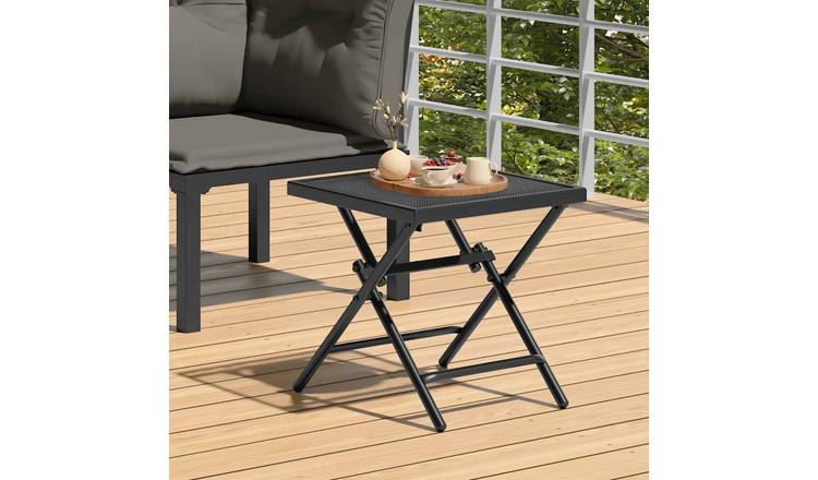 Walplus Steel Folding Garden Table - Anthracite - 38 x 38 x 38 cm
