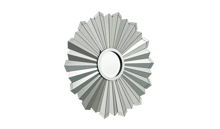 Orsina Flare Sunburst Design Wall Mirror – Silver