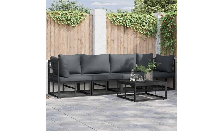 Walplus 5 Piece Garden Sofa Set - Black - 71.5 x 71.5 x 71 cm