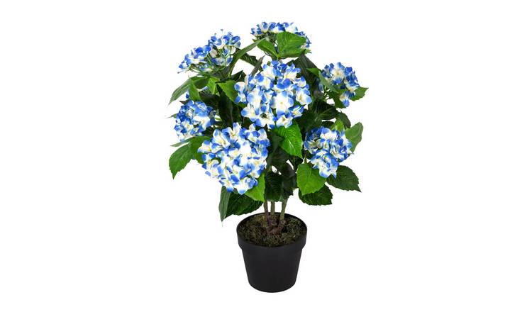 Homescapes Handcrafted Hydrangea Bush Artificial Flowers - Blue