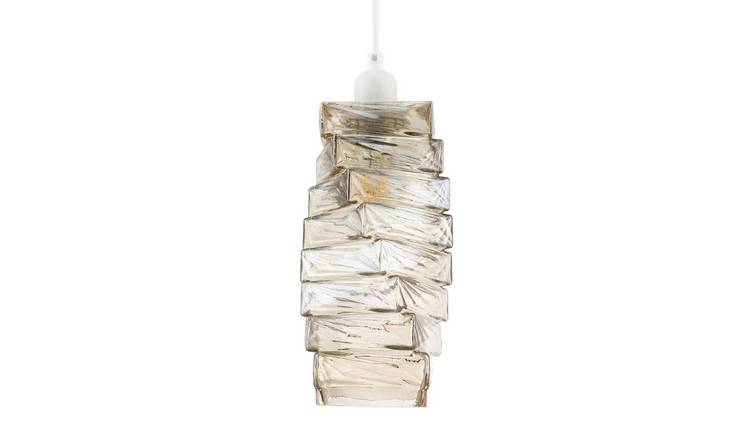 Happy Homewares Sleek Gold Tinted with Staggered Pendant Shade - 14cm