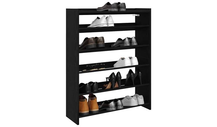 Walplus Engineered Wood Shoe Rack - Black - 80 x 25 x 100 cm
