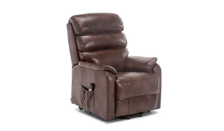 Furniture Online Buckingham Dual Motor Rise Recliner Leather Chair - Brown
