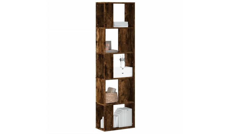 Walplus 5 Tier Engineered Wood Bookcase - Dark Oak - 45 x 23.5 x 162.5 cm