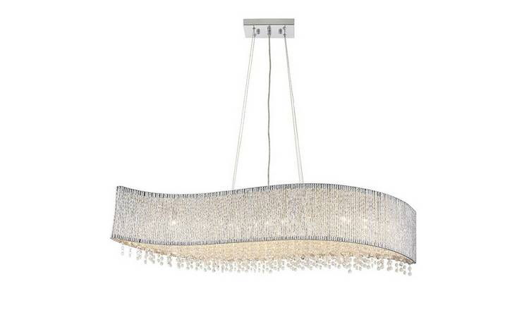Loops Direct Steel and Crystal Linear Pendant Light - Chrome and K9 Crystal