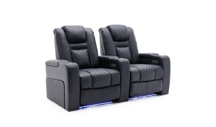 Furniture Online Broadway Electric Recliner 2 Seater Leather Sofa – Black