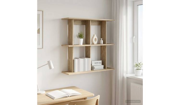 Walplus Engineered Wood Wall Shelf - Light Oak - 100 x 20 x 75 cm