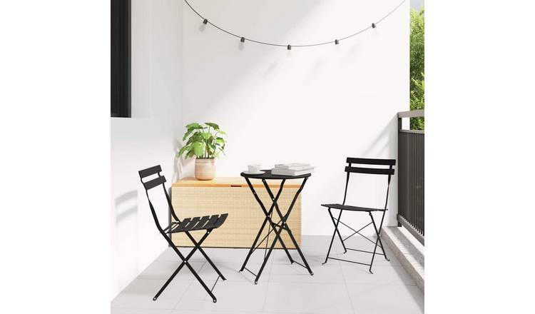 Walplus 3 Piece Steel Folding Bistro Set - Anthracite - 50 x 50 x 71 cm
