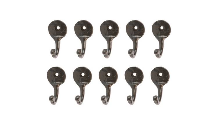 Hammer & Tongs Hammered Round Plate Single Hook - Set of 10
