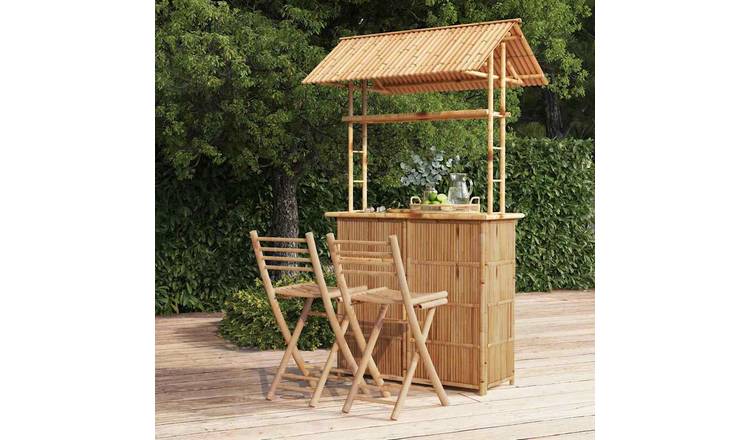 Walplus 3 Piece Bamboo Folding Bar Set - Brown - 40 x 50 x 97 cm
