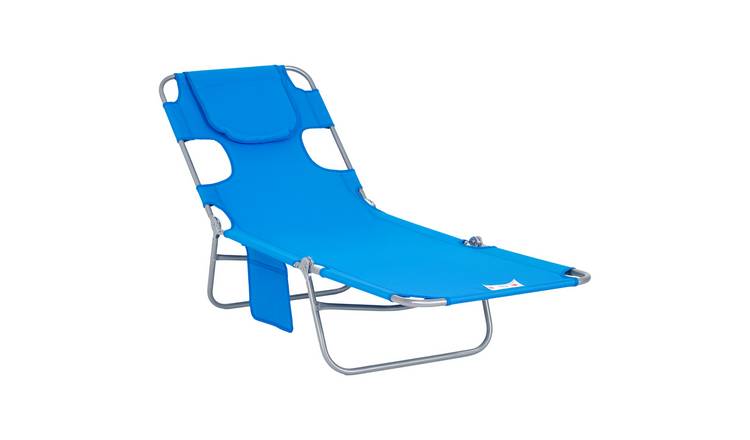 Outsunny Foldable Garden Sun Lounger with Reading Hole - Blue
