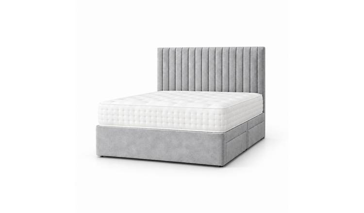 Comfy Deluxe 4ft6 Double    Suede  Divan Bed Set -  Silver