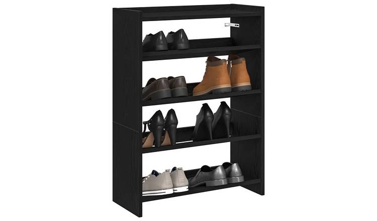 Walplus Engineered Wood Shoe Rack - Black - 60 x 25 x 81 cm