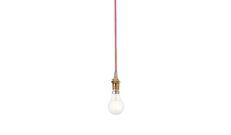 Loops Direct Steel and Brass Pendant Light - Brushed Aged Brass and Red