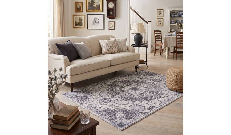 The Rugs Grey and Cream Montana Vintage  Rug - 200 x 290cm