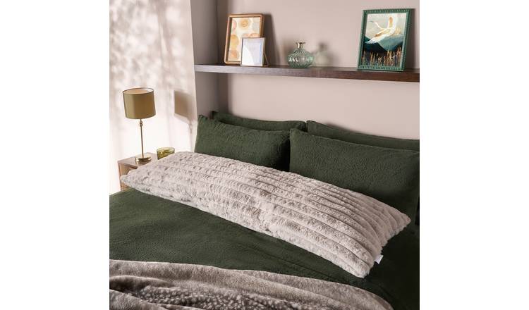 OHS Ribbed Faux Fur Bolster Pillow - Natural