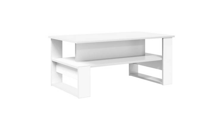 Walplus 1 Shelf Engineered Wood Coffee Table - White - 90 x 50 x 40 cm