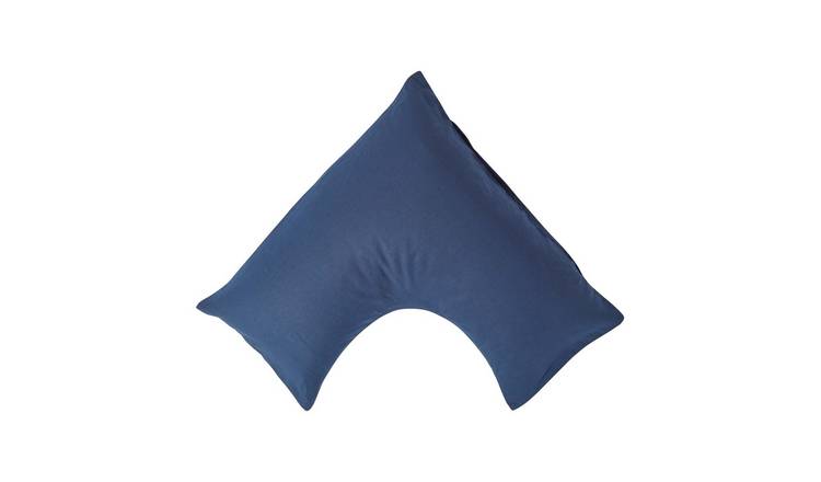 Homescapes Linen V Shaped Pillowcase - Navy Blue