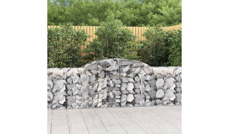 Walplus Pack of 2 Galvanised Iron Gabion Basket - Silver - 300 x 50 x 80-100 cm