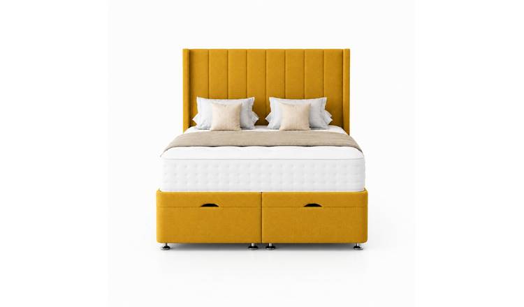 Comfy Deluxe  Ameila Wing 4ft6 Double End Lift Ottoman Bed Set - Mustard