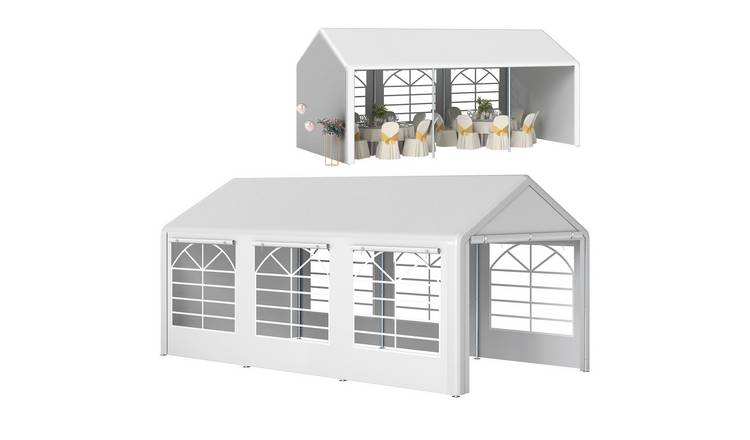 Outsunny Garden Gazebo Steel Marquee Party Tent - White